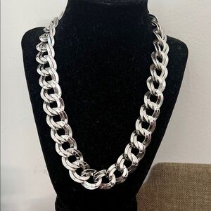 Monet Silver Chunky Curb Link Necklace